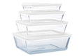 Pyrex Glas Auflaufformset mit Deckel Cook & Freeze 4-teilig - 800 ml, 1,5 Liter, 2,6 Liter & 4 Liter
