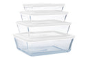 Pyrex Glas Auflaufformset mit Deckel Cook & Freeze 4-teilig - 800 ml, 1,5 Liter, 2,6 Liter & 4 Liter