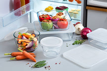 Pyrex Glas Auflaufformset mit Deckel Cook & Freeze 4-teilig - 800 ml, 1,5 Liter, 2,6 Liter & 4 Liter