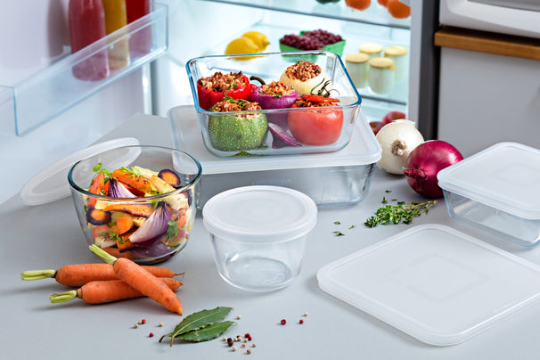 Pyrex Glas Auflaufformset mit Deckel Cook & Freeze 4-teilig - 800 ml, 1,5 Liter, 2,6 Liter & 4 Liter