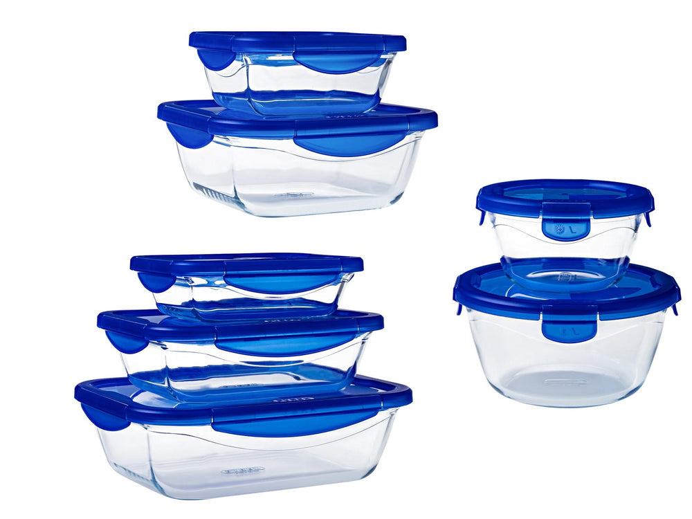 Pyrex Glas Auflaufformen / Aufbewahrungsbehälter mit Deckel Cook & Go 7-teilig