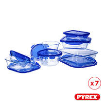 Pyrex Glas Auflaufformen / Aufbewahrungsbehälter mit Deckel Cook & Go 7-teilig