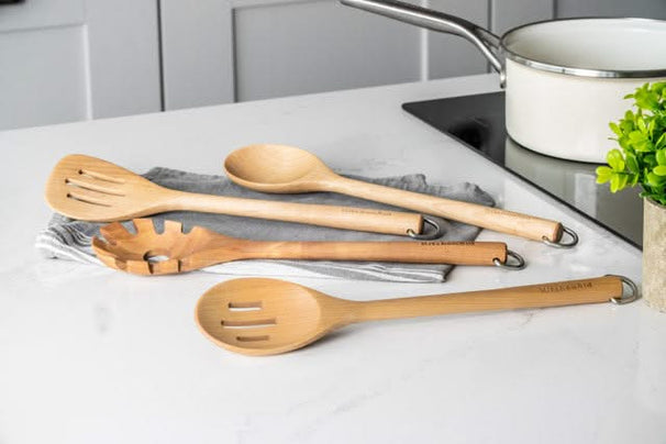 KitchenAid Spatelset Core Birkenholz 4-teilig - Küchenhelfer Antihaft Braun