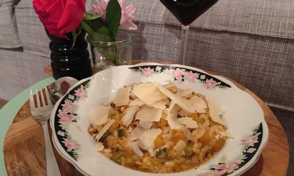 Cremiges Risotto mit Kürbis, Zucchini und Pilzen
