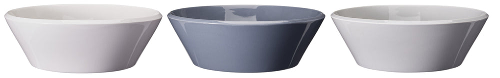 Cookinglife Salatschüsseln Siaki – Weiß/Blau/Grau, Ø 25 cm – Porzellan – 3er-Set