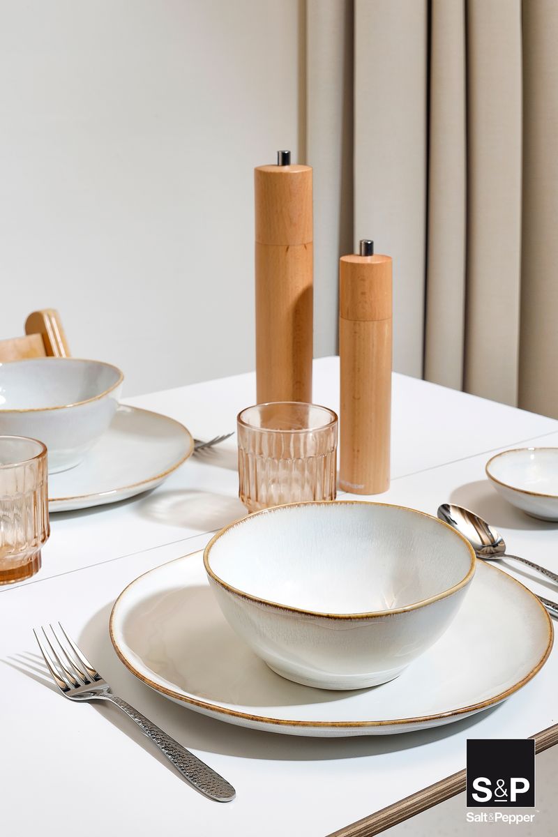 Salt & Pepper Geschirrset Artisan Weiß - 12-teilig / 4 Personen - 4 Speiseteller, 4 Frühstücksteller und 4 Schalen
