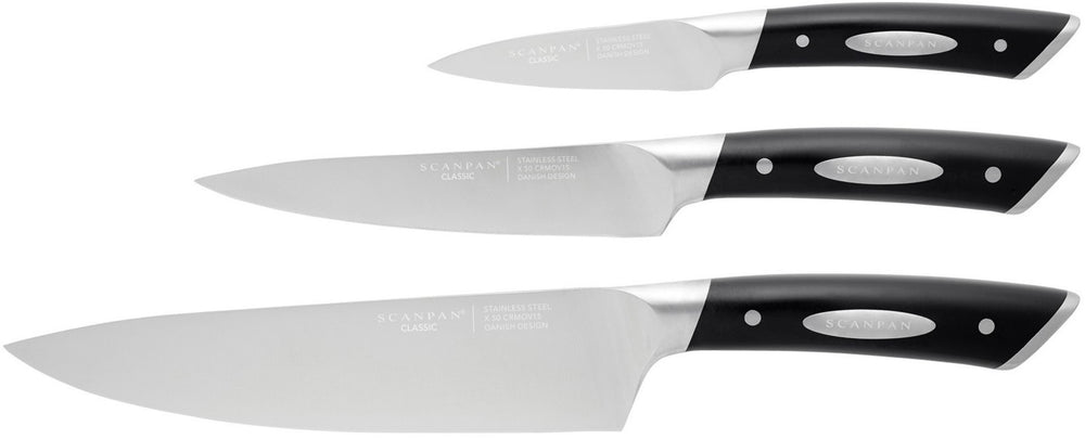 SCANPAN Messerset Classic 3-teilig - Kochmesser, Officemesser & Schälmesser
