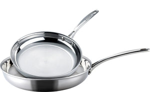 SCANPAN Bratpfannenset Fusion 5 Edelstahl 2-teilig - ø 24 & 28 cm - geeignet für alle Wärmequellen - ohne Antihaftbeschichtung