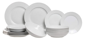 Studio Tavola Geschirrset Weiß - 18-teilig / 6 Personen - 6 Speiseteller, 6 Suppenteller und 6 Frühstücksteller