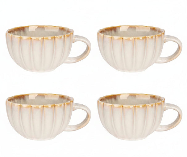 Cosy & Trendy Kaffeetassen mit Henkel Astera Pearl Beige - ø 12 cm / 450 ml - 4 Stück