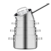 Sola Topfset Juvia 4-teilig – Edelstahl – downdraft-geeignet – Kochtöpfe Ø 16, 18, 20 cm & Stieltopf Ø 16 cm – geeignet für alle Herdarten
