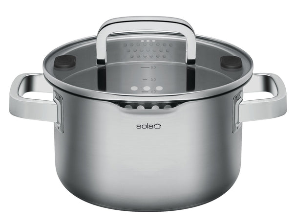 Sola Suppentopf Juvia Edelstahl Downdraft und induktionsgeeignet ø 24 cm / 5.5 Liter - geeignet für alle Wärmequellen