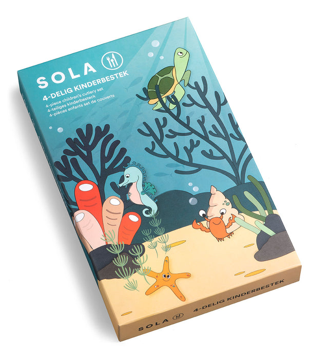 Sola Kinderbesteck Meeresbewohner - 18/10 Edelstahl - 4-teilig