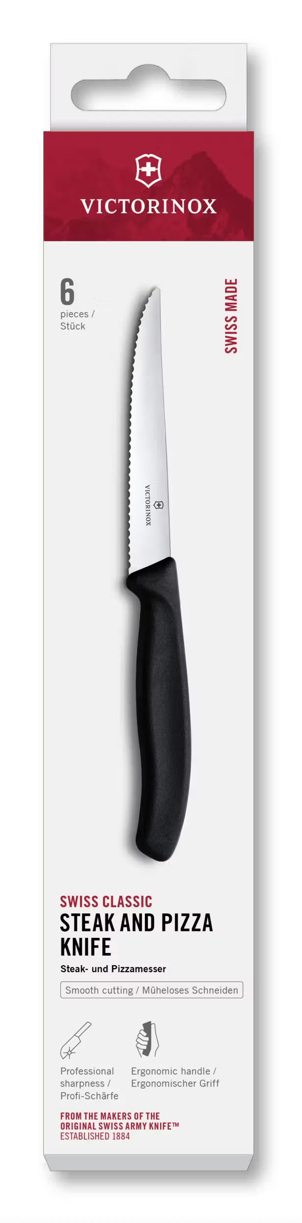 Victorinox Steakmesser Wellenschliff Swiss Classic Schwarz - 6 Stück