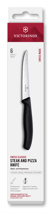 Victorinox Steakmesser Wellenschliff Swiss Classic Schwarz - 6 Stück