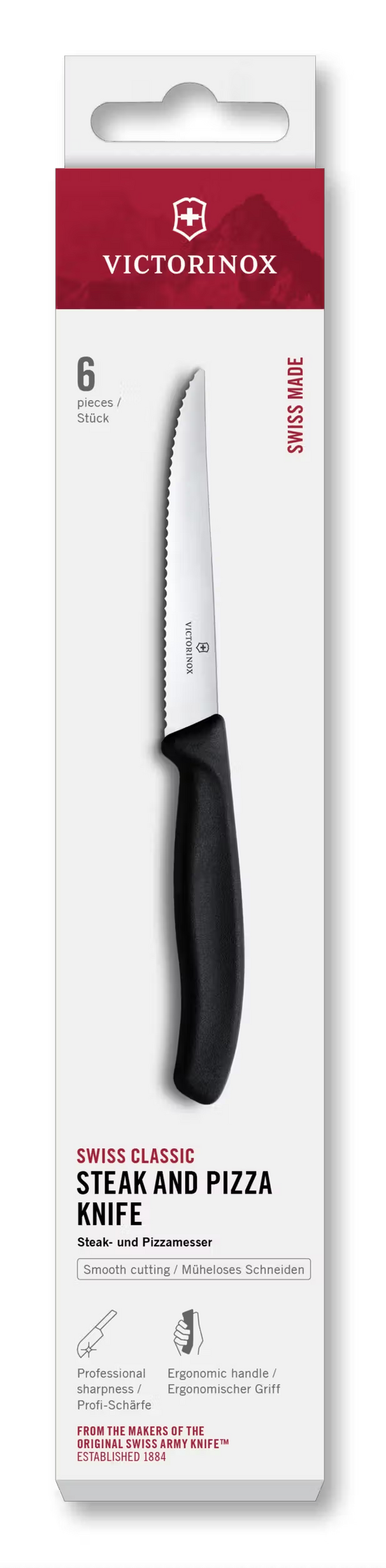 Victorinox Steakmesser Wellenschliff Swiss Classic Schwarz - 6 Stück