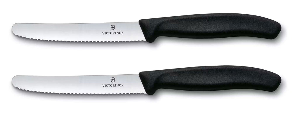 Victorinox Tomatenmesser Wellenschliff Swiss Classic Schwarz - 11 cm - 2 Stück