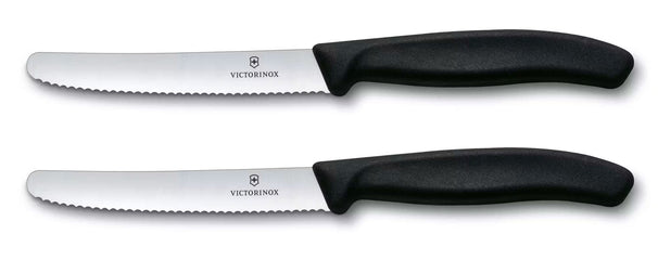 Victorinox Tomatenmesser Wellenschliff Swiss Classic Schwarz - 11 cm - 2 Stück