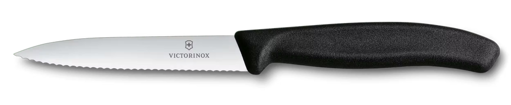 Victorinox Gemüsemesser-Set Swiss Classic Schwarz 2-teilig - Wellenschliff & Glatt Gemüsemesser