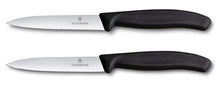 Victorinox Gemüsemesser-Set Swiss Classic Schwarz 2-teilig - Wellenschliff & Glatt Gemüsemesser