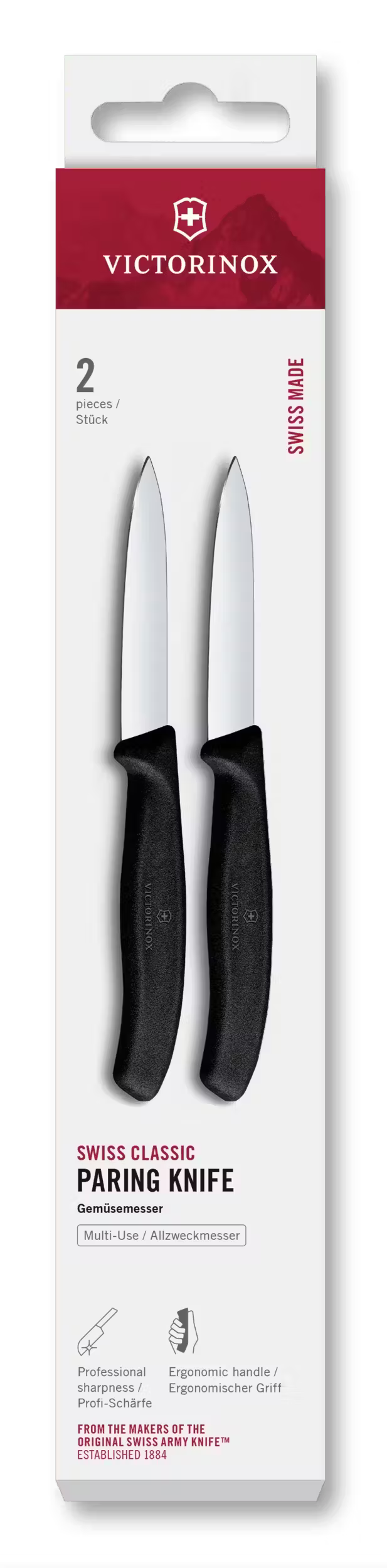 Victorinox Gemüsemesser Swiss Classic Schwarz - 8 cm - 2 Stück