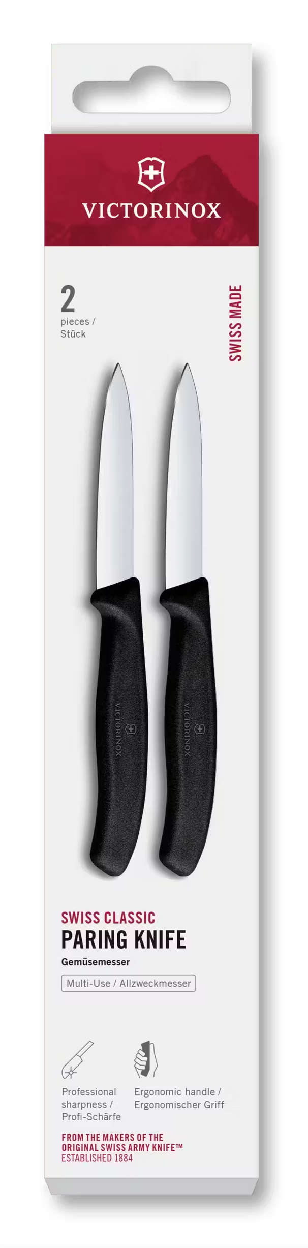 Victorinox Gemüsemesser Swiss Classic Schwarz - 8 cm - 2 Stück