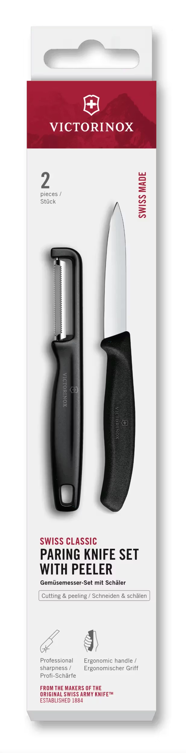 Victorinox Gemüsemesser-Set Swiss Classic Schwarz 2-teilig - Schälmesser & Gerade Schäler