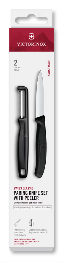 Victorinox Gemüsemesser-Set Swiss Classic Schwarz 2-teilig - Schälmesser & Gerade Schäler