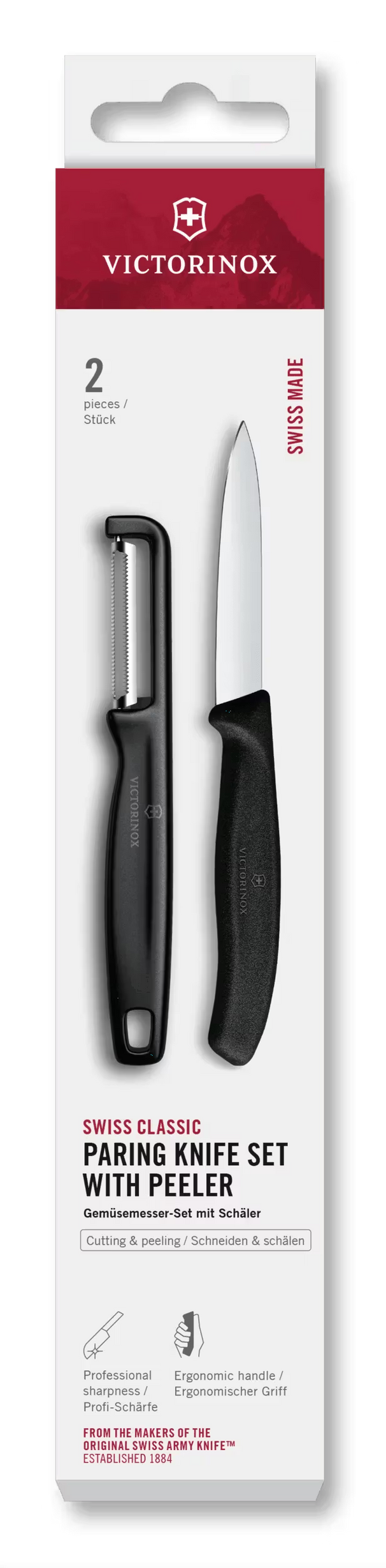 Victorinox Gemüsemesser-Set Swiss Classic Schwarz 2-teilig - Schälmesser & Gerade Schäler
