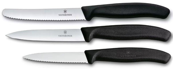 Victorinox Gemüsemesser-Set Swiss Classic Schwarz 3-teilig - Tomatenmesser, Officemesser & Schälmesser