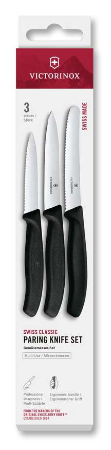 Victorinox Gemüsemesser-Set Swiss Classic Schwarz 3-teilig - Tomatenmesser, Officemesser & Schälmesser