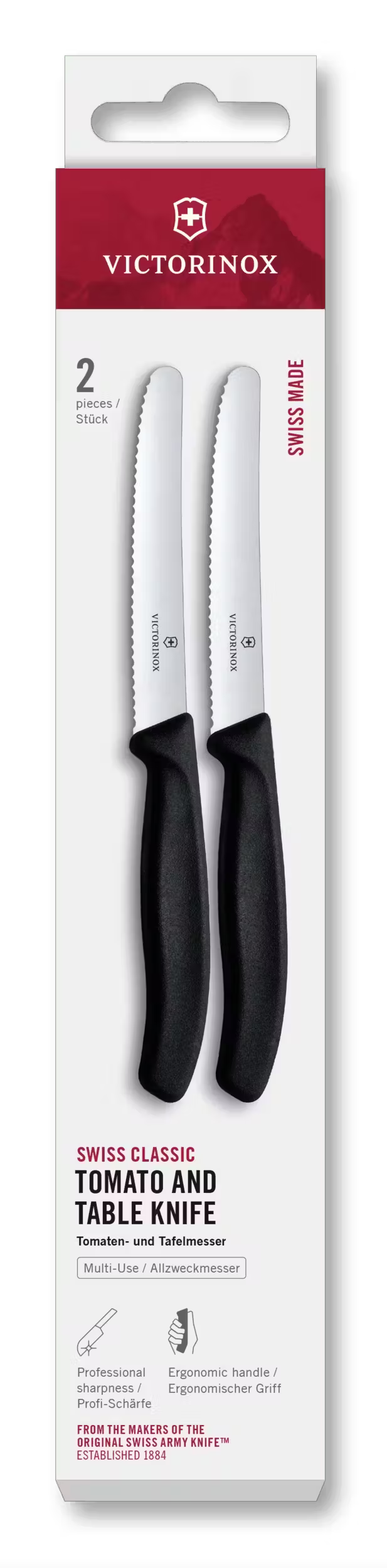 Victorinox Tomatenmesser Wellenschliff Swiss Classic Schwarz - 11 cm - 2 Stück