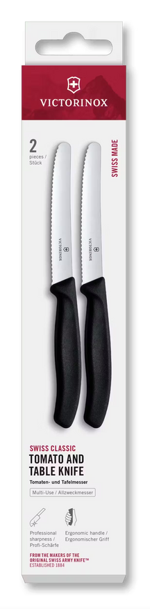 Victorinox Tomatenmesser Wellenschliff Swiss Classic Schwarz - 11 cm - 2 Stück