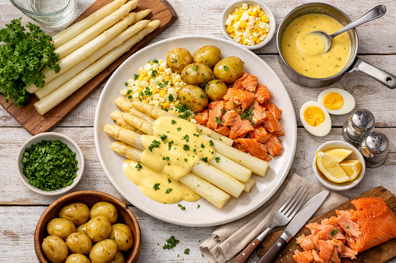 Mit Ei, Drillinge und Hollandaise