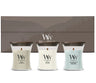 WoodWick Geschenkset Duftkerzen Mini Woodland Trio - 3 Stück - Duftkerze im Glas - Holzdocht