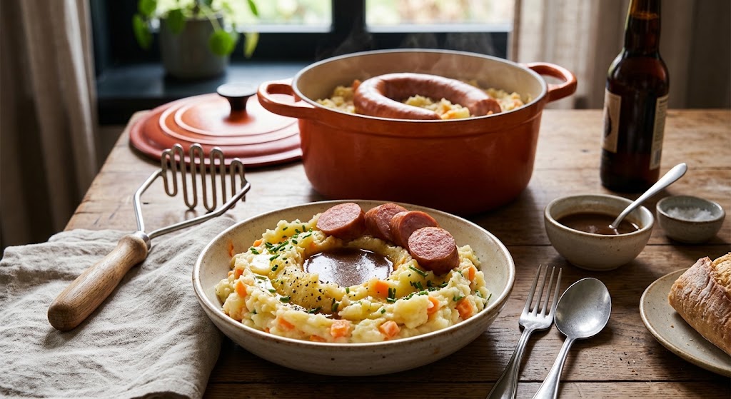 Klassischer Kartoffelstampf mit einem farbenfrohen Karotten-Twist