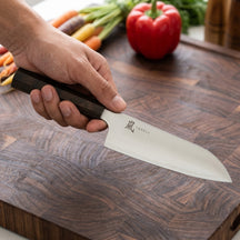 Yaxell Santokumesser Hana 12,5 cm – 3-lagiger Edelstahl – dunkelbrauner Pakkaholzgriff