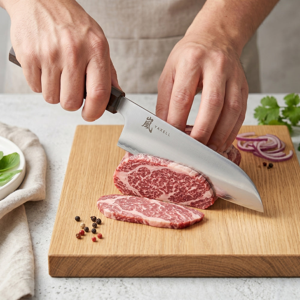 Yaxell Santokumesser Hana 16,5 cm – 3-lagiger Edelstahl – dunkelbrauner Pakkaholzgriff
