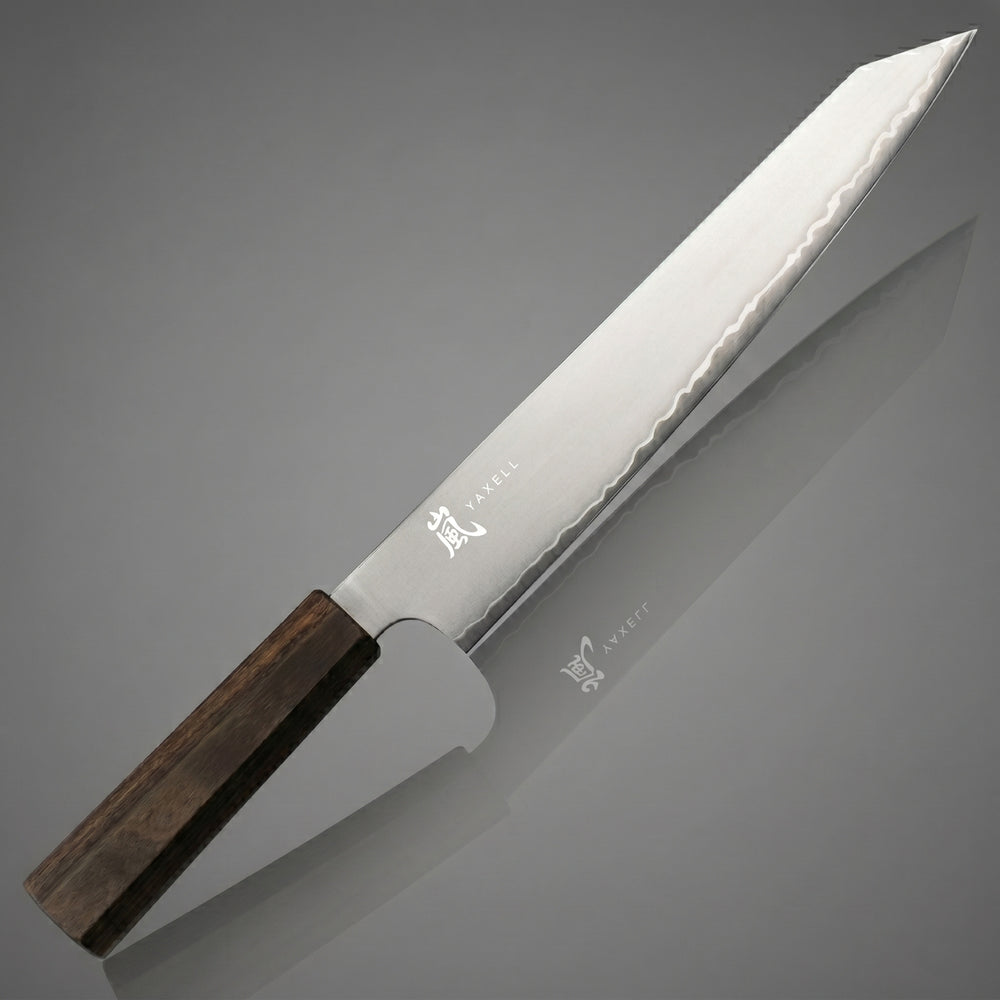 Yaxell Tranchiermesser Hana 23 cm – 3-lagiger Edelstahl – dunkelbrauner Griff aus Pakkaholz