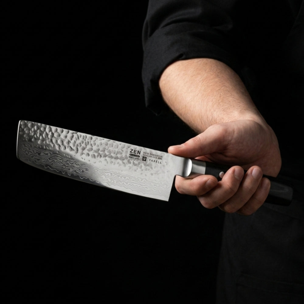 Yaxell Nakirimes Zen 16,5 cm – 37-lagiger Damaststahl aus Edelstahl – Griff aus Canvas-Micarta