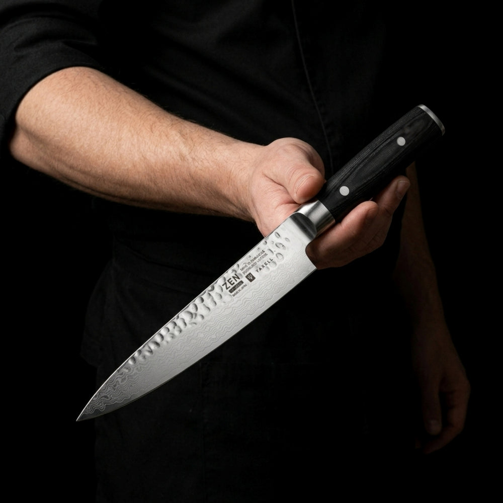 Yaxell Zen Fleischmesser 18 cm – 37-lagiger Damaststahl – Griff aus Canvas-Micarta