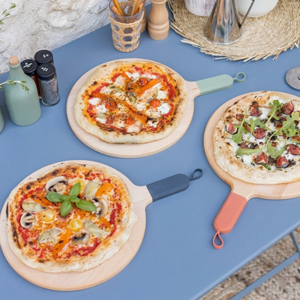 ZiiPa Servierbrett / Pizzabrett Sora Buchenholz Schiefer - ø 31 cm